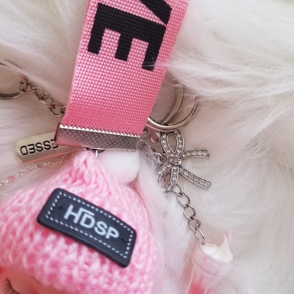 Pink Fur Baby Doll Keychain with Embroidered Pouch - Picture 4 of 5
